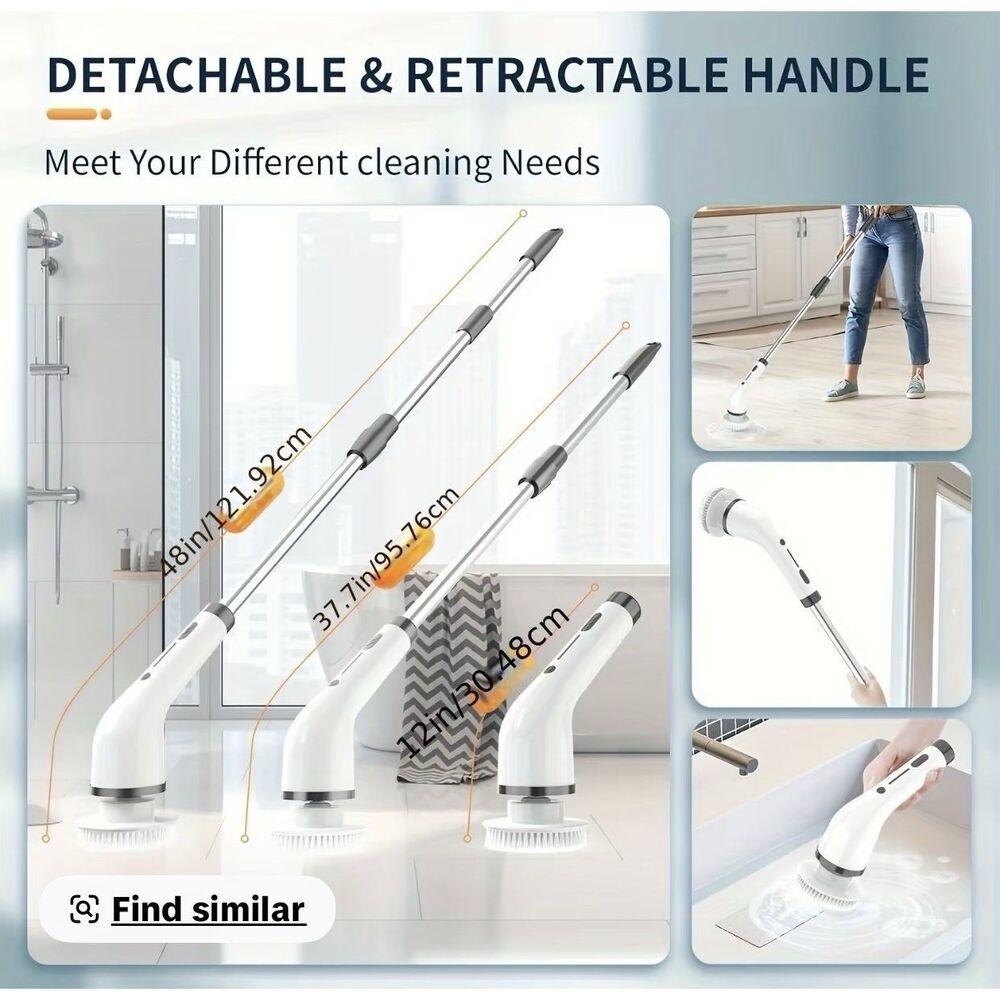 8-in-1 Electric Cleaning Brush Cordless USB-C Rechargeable Scrubber New - Picture 8 of 10